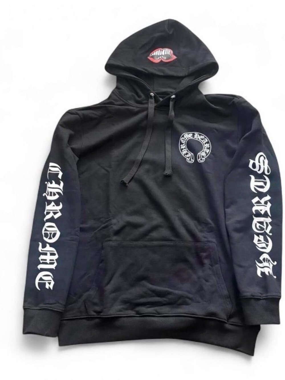 Black Graphic Chrome Hearts Hoodie